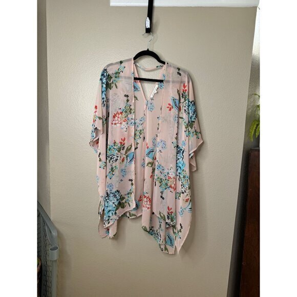 Daniel Rainn Women's Pink Sheer Blouse size Medium/Large short sleeve‎ v-neck - Picture 1 of 5